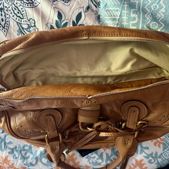 Chloe Brown and Gold Satchel with Vintage Appeal - Picture 9 of 12